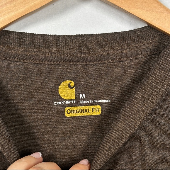 Carhartt Loose Fit Long Sleeve Pocket Tee Heather Brown Size M Workwear Graphic - Picture 4 of 12